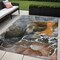 Homeroots 5' X 8' Orange Abstract Washable Non Skid Indoor Outdoor Area Rug 559464 - alternate 1