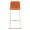 Homeroots Set of Two 30" Orange And Gold Velvet And Steel Bar Height Bar Chairs 555758 - alternate 2