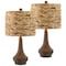 Jonathan Y Theodore 21" Rustic Farmhouse Handwoven Water Hyacinth/Resin LED Table Lamp, Brown Wood Finish, 2PK JYL4051A-SET2 - alternate 1