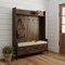 Homeroots Brown Wood Cream Fabric Wrapped Seat Hall Tree With Storage 376448 - alternate 4