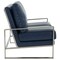 Leisuremod Jefferson Contemporary Faux Leather Loveseat with Silver Frame, Navy Blue JAS53NBU-L - alternate 2