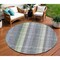 Homeroots 8' Pewter Gray And Mint Green Round Plaid Washable Indoor Outdoor Area Rug 613995 - alternate 1