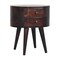 Homeroots 21" Brown Solid Wood Round Two Drawer Nightstand 651865 - alternate 3