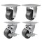 Hyw Products Heavy Duty Caster Set 4in Plastic Wheels, 2 Rigid & 2 Swivel with Brake, 4PK 40-40R-A1-HP-2,40-40S-A1-HP-TB-2 - alternate 1