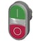 Siemens Twin pushbutton, 22 mm, round, metal, shiny, green: I, red: O 3SU1050-3AB42-0AK0-ZY19 - alternate 2