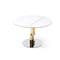 Homeroots 47" White Gold and Silver Ceramic and Stainless Steel Pedestal Base Round Top Dining Table 718896 - alternate 2