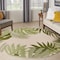 Homeroots 8' Ivory And Green Round Palm Leaf Indoor Outdoor Area Rug 548068 - alternate 2