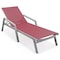 Leisuremod Marlin Patio Chaise Lounge Chair with Armrests in Grey Aluminum Frame, Burgundy, 2PK MLAGR-77BRG2 - alternate 2