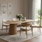 Homeroots 86" Natural Solid Wood Pedestal Base Oval Dining Table 720706 - alternate 2