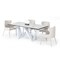 Homeroots 107" White Rectangular Ceramic And Metal Self-Storing Leaf Dining Table 487885 - alternate 4