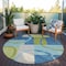 Homeroots 8' Denim Blue And Lime Green Round Geometric Washable Indoor Outdoor Area Rug 612577 - alternate 5