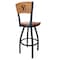 Holland Bar Stool Co 36" Blk Wrinkle Brigham Young Swivel Bar Stool, Laser Engraved Back L03836BWMedMplABrigYnMedMpl - alternate 2