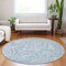Homeroots 8' Sky Blue And Denim Blue Round Abstract Washable Indoor Outdoor Area Rug 588482 - alternate 3