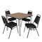 Regency Square Kee Breakroom Table W/ 4 Restaurant Stack Chairs, 42 in W, 42 in L, Noble Oak TB4242NOBPCM29BK - alternate 1