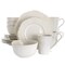 Elama Luna 16 Piece Embossed Scalloped Stoneware Dinnerware Set in White EL-LUNA16 - alternate 1