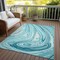 Homeroots 8' X 10' Turquoise Teal Blue And Gray Abstract Washable Indoor Outdoor Area Rug 601311 - alternate 3