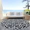 Homeroots 8' Black And Ivory Round Geometric Washable Indoor Outdoor Area Rug 594835 - alternate 2