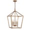 Jonathan Y Pagoda 16" 4-Light Classic Traditional Metal Cage Lantern LED Pendant, Antique Gold JYL7437B - alternate 5
