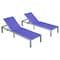 Leisuremod Marlin Patio Chaise Lounge Chair with Grey Aluminum Frame, Navy Blue, 2PK MLGR-77NBU2 - alternate 1
