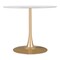 Homeroots 35" White And Gold Rounded Steel Pedestal Base Dining Table 386246 - alternate 1