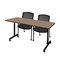 Regency Kobe Mobile T-Base Training Seminar Table W/ 2 Knight Mesh Chairs, 60 in W, 24 in L, Noble Oak MKTRCC6024NO56CBK - alternate 1
