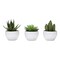 Monarch Specialties Artificial Plant, 6'' Tall, Succulent, Indoor, Faux, Decorative, Green Plants, White Pots, 3PK I 9555 - alternate 2