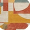 Homeroots 8' Coral Gold And Ivory Round Geometric Washable Indoor Outdoor Area Rug 617904 - alternate 5