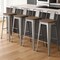Homeroots Set of Four 30" Brown and Gray Solid Wood and Metal Low Back Bar Height Bar Chairs, 4PK 555107 - alternate 2