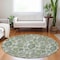 Homeroots 8' Artichoke Green And Fern Green Round Damask Washable Indoor Outdoor Area Rug 588168 - alternate 6