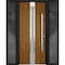 Vdomdoors Steel Door Deux 1744 Natural Oak 2 Sidelight Exterior Black Windows Stainless Inserts Single Modern DEUX1744EXD-OAKB-W14+36+14 x H80-Left-hand Inswing - alternate 1