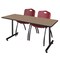 Regency Kobe T-Base Training Seminar Table W/ 2 M Stack Chairs, 60 in W, 24 in L, Noble Oak MKTRCT6024NO47BY - alternate 1