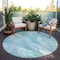 Homeroots 8' Teal Blue Aqua And Ivory Round Abstract Washable Indoor Outdoor Area Rug 583000 - alternate 2