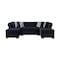 Homeroots Black Velvet U Shaped Three Piece Sofa and Chaise Sectional With Toss Pillows 643889 - alternate 1