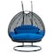 Leisuremod Charcoal Wicker Hanging 2 person Egg Swing Chair with Blue Cushions ESCCH-57BU - alternate 1