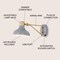 Jonathan Y Lynn 15 in. Swing Arm 1-Light Modern Midcentury Iron USB Charging Port LED Sconce, Grey/Brass Gold JYL1300C - alternate 3