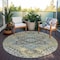 Homeroots 8' Beige Green And Brown Round Oriental Washable Indoor Outdoor Area Rug 600134 - alternate 3