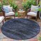 Homeroots 8' Charcoal And Gray Round Floral Washable Indoor Outdoor Area Rug 631019 - alternate 3