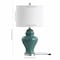 Jonathan Y Qin 22" Ceramic/Iron Classic Cottage LED Table Lamp, Jade Green, 2PK JYL6602A-SET2 - alternate 6
