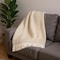 Homeroots 55" X 70" Stone Cotton Blend Woven Plush Throw Blanket with Fringe 632931 - alternate 2