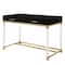 Homeroots 48" Black Clear and Gold Wood Acrylic and Stainless Steel Writing Desk With Two Drawers 543747 - alternate 4