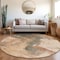 Homeroots 8' Terra Cotta Gray And Brown Round Abstract Washable Indoor Outdoor Area Rug 602989 - alternate 2