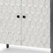 Homeroots 32in White and Gray Wood and Metal Carved Geometric Accent Cabinet With Two Doors 611056 - alternate 2
