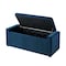 Homeroots 47" Navy Blue and Black Upholstered Velvet Bench with Flip top 530672 - alternate 2