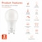 Euri Lighting A19 LED Bulbs, 8W, 800 lm, 60W Eq., 5000K, GU24, Dimmable, UL, 2PK EA19-8W2050eG-2 - alternate 1