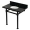Kingston Brass 36" Black Granite Console Sink with Stainless Steel Legs, 8-Inch, 3-Hole, Black Granite/Matte Black KVPK36KOQ0 - alternate 1