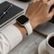 Elegani Leather Band Compatible with Apple Watch 45mm, White, White/Rose Gold/Yellow Gold Buckle LZQR2-WHT-45 - alternate 2