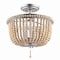Jonathan Y Allie 14" 3-Light Bohemian Farmhouse Wood Bead/Iron LED Semi Flush Mount, Antique Silver/Light Taupe JYL9020B - alternate 2