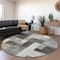 Homeroots 8' Pewter And Black Round Geometric Washable Indoor Outdoor Area Rug 605863 - alternate 2