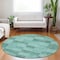 Homeroots 8' Blue And Aqua Round Geometric Washable Indoor Outdoor Area Rug 604895 - alternate 3