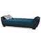 Homeroots 93" Blue Microfiber And Faux Leather Sleeper Sofa And Toss Pillows With Brown Legs 607165 - alternate 3